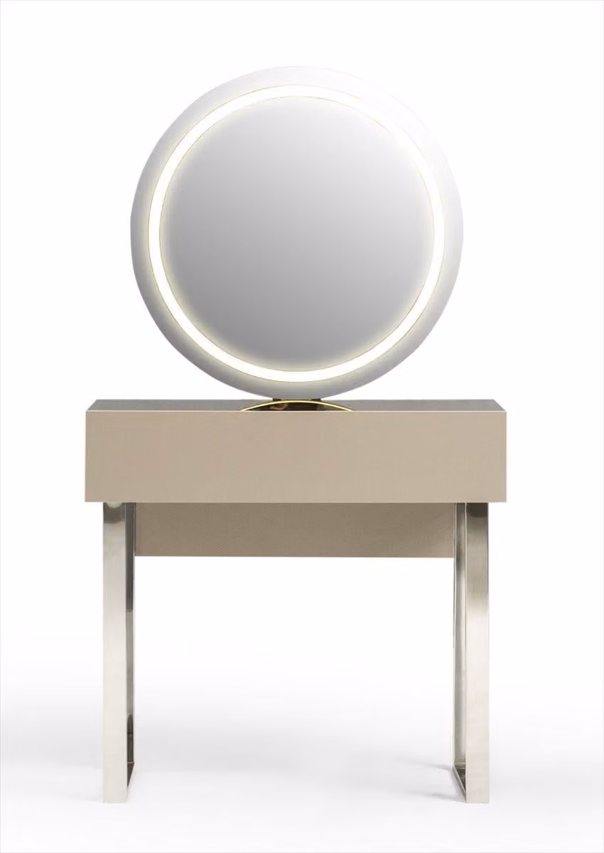 Schminktisch mit Spiegel Beige Moderner Stil Shick Elegant Funktional