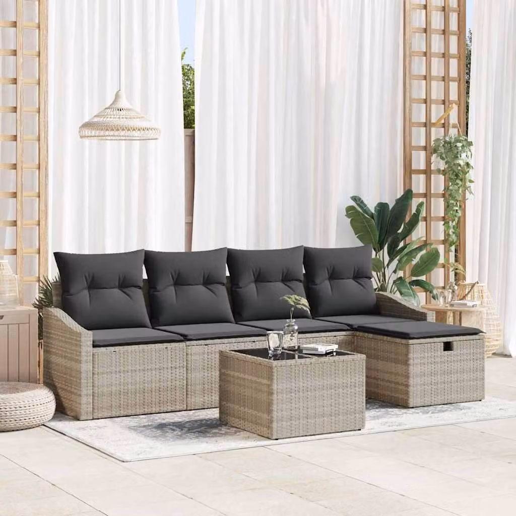 Maison Exclusive - Set di divani da esterno, 6 pezzi, in rattan sintetico