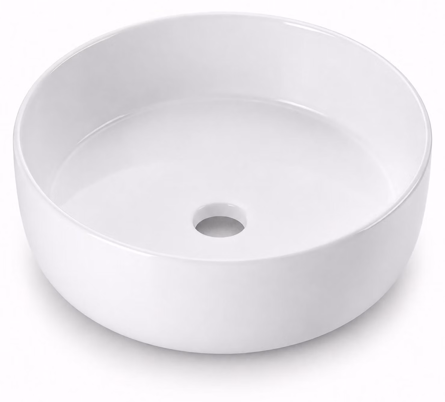 Lavabo da appoggio, altezza 16 cm, profondità 40,5 cm, senza foro per rubinetto, bianco