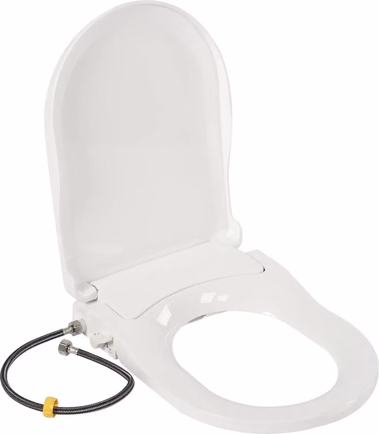 Sedile bidet intelligente, non elettrico, doppio ugello, autopulente, getto d'acqua, bianco