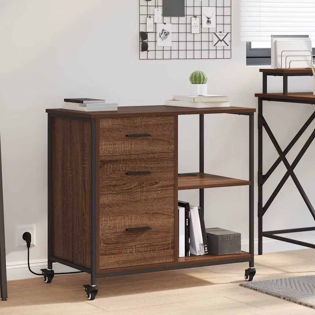 vidaXL Cabina con Stazione di Ricarica Moderna in Rovere Marrone L: 76 cm, P: 41 cm, H: 72 cm