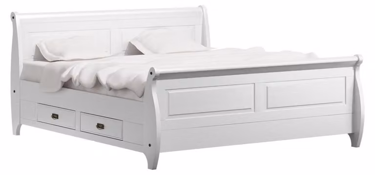 Landhaus Stil Luxus Bett Doppelbett Doppelbetten Weiß Bauern Betten Schlafzimmer