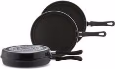 Padella girafrittata Piardinox in alluminio antiaderente nero, Diametro: 24 cm
