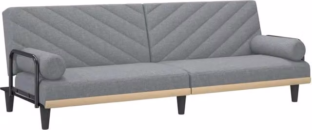 Divano letto moderno in tessuto grigio con braccioli e poggiatesta regolabile HELLOSHOP26 L: 205 cm, P: 89 cm, H: 70 cm – 1