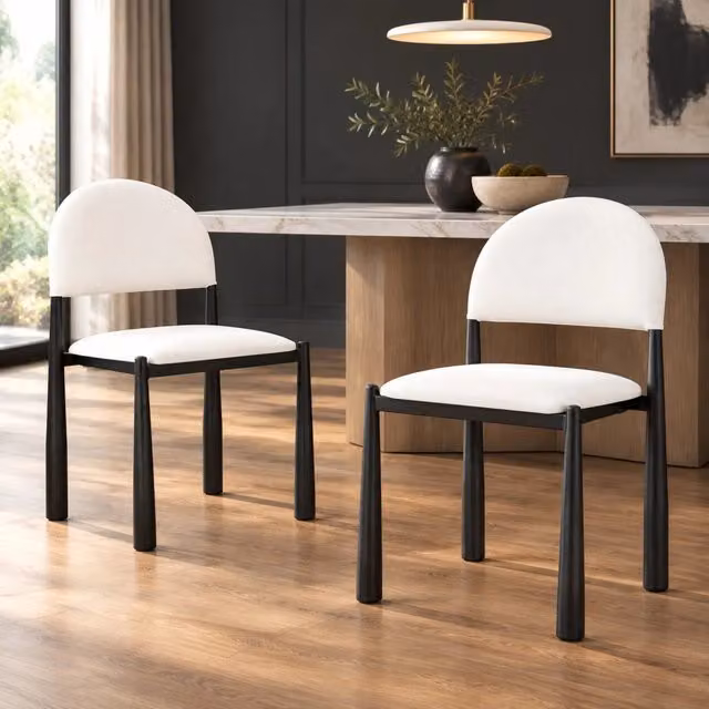 Set 2 sedie da pranzo in PU bianco con schienale semicircolare HAVRYA