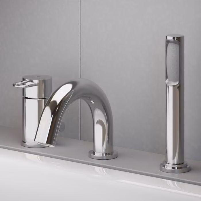 Miscelatore monocomando per lavello a tre fori, modello Stella, con portata d'acqua aumentata