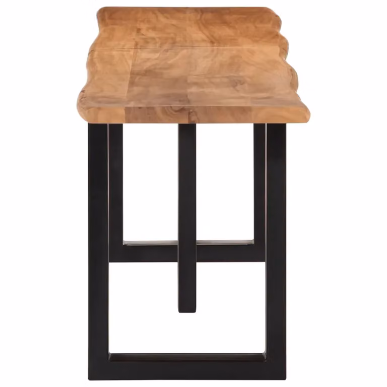 Panca-Sgabello Design Mania in Legno di Acacia e Acciaio, Stile Industrial, Marrone e Nero, L: 160 cm, H: 45 cm, P: 35 cm
