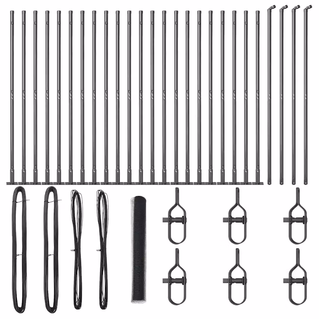 Recinzione esagonale vidaXL in acciaio rivestito in PVC con base in cemento, Grigio, L: 50 cm, H: 120 cm – 2