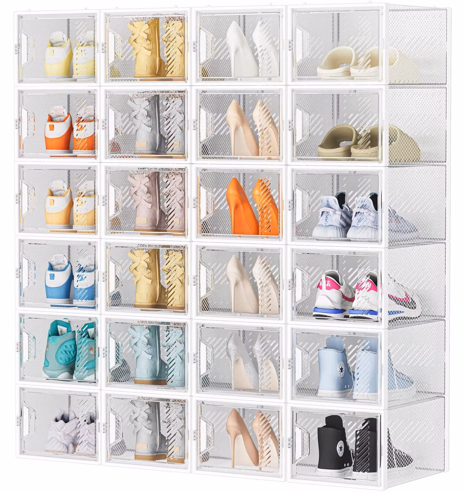 Scatola per scarpe impilabile trasparente con coperchio - 33,2 x 25 x 18,7 cm - Set da 24 pezzi