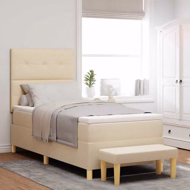 Letto a molle con testiera vidaXL in tessuto beige L: 200 cm, P: 90 cm, H: 203 cm – 1