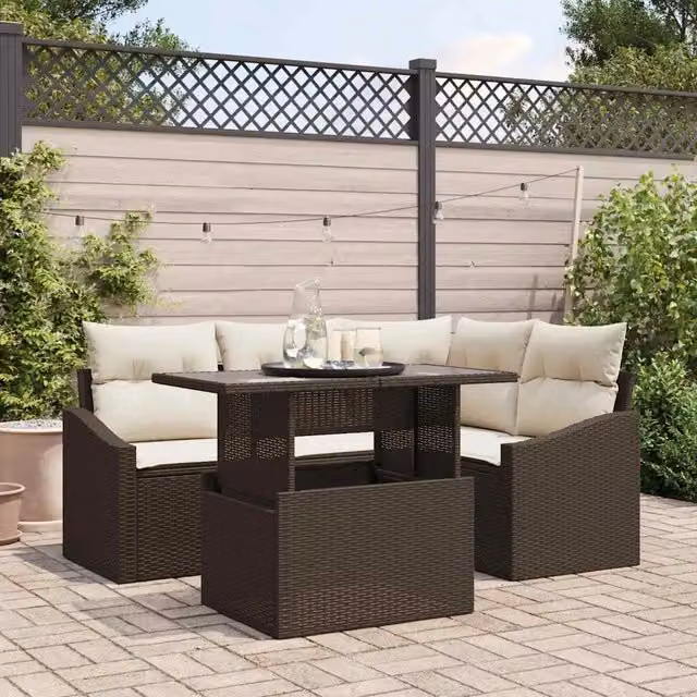 Set Divano da Giardino 5 pz Marrone e Crema 3357731
