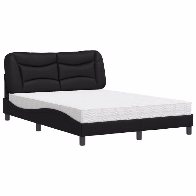 Letto con Materasso Hvar Nero 140x200 cm in Pelle finta