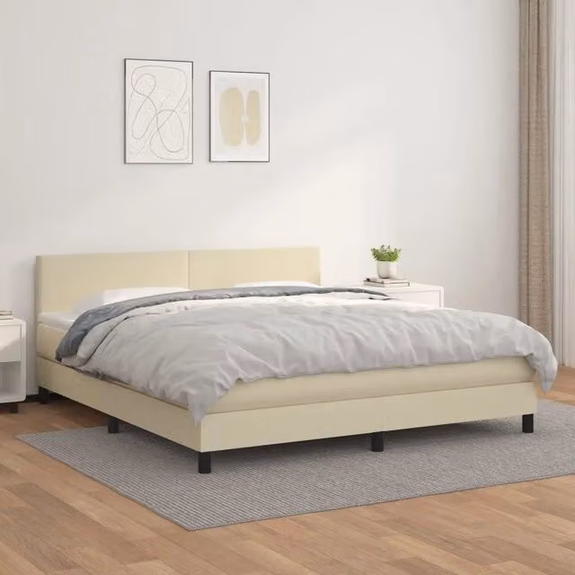 Giroletto a Molle con Materasso Crema 180x200 cm in Similpelle 3141019