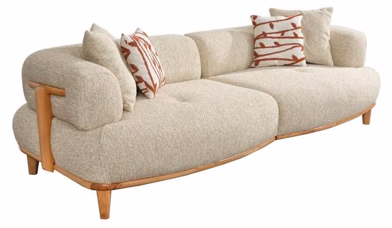 Beiges Polstersofa Moderner Dreisitzer Luxus Wohnzimmer 3-Sitzer Couch