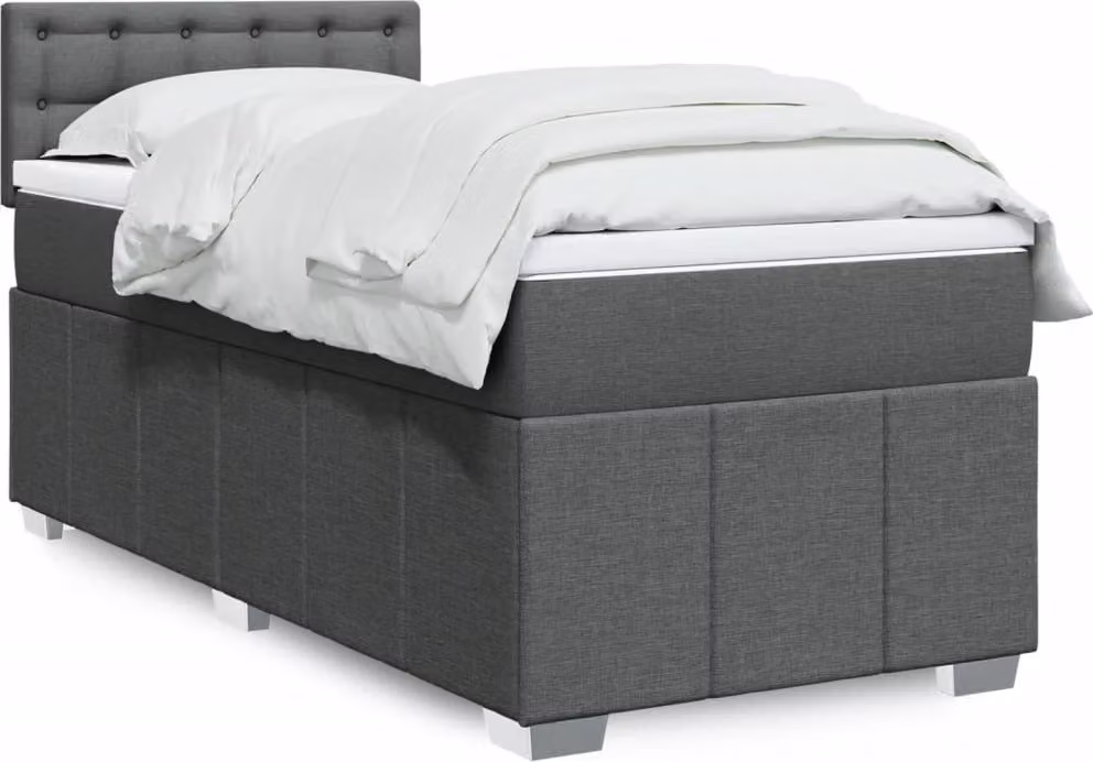 Maison Exclusive - Letto boxspring con materasso grigio scuro 90x190 cm Tessuto