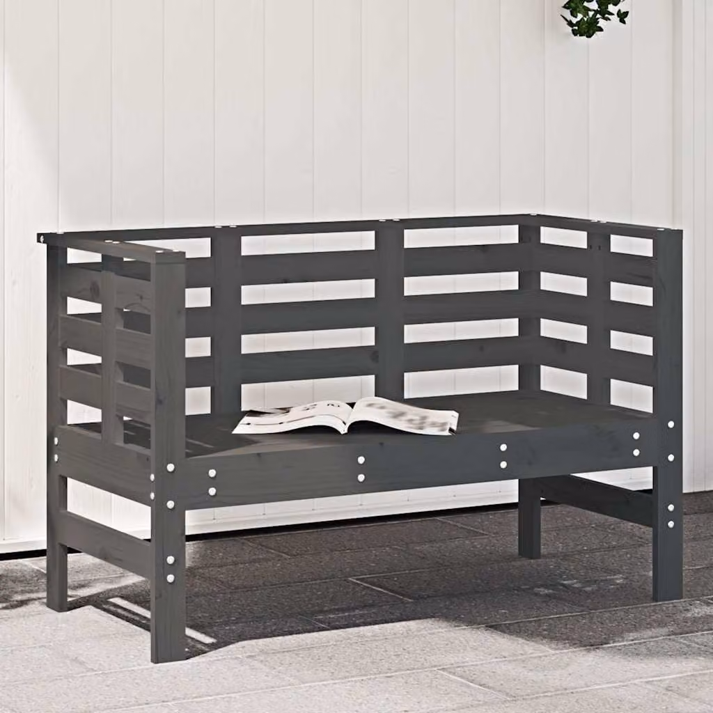 vidaXL Panca da Giardino in Legno di Pino Grigia con Braccioli L: 111,5 cm, P: 53 cm, H: 71 cm