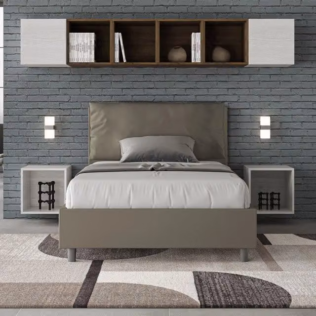Letto imbottito Ityhome in similpelle beige L/P: 120 x 200 cm – 1