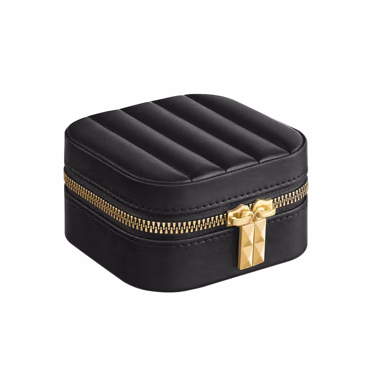 ANAH Collezione - Scatola Portagioie da Viaggio con Specchio, Nero Inchiostro / 10,5l cm