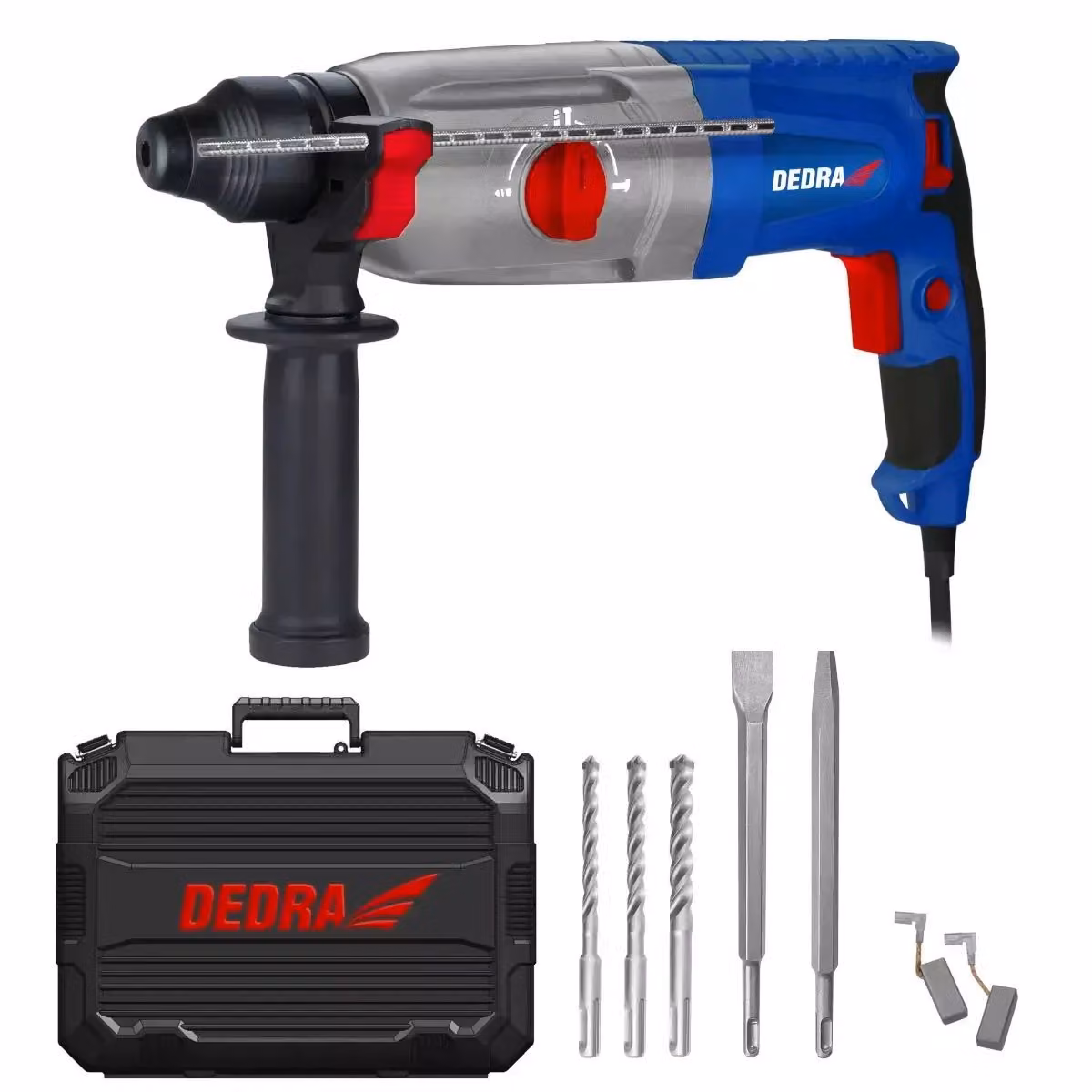 DEDRA DED7852 Trapano a percussione SDS+ 1050W, 0-980r/min, 3 funzioni, valigetta di trasporto