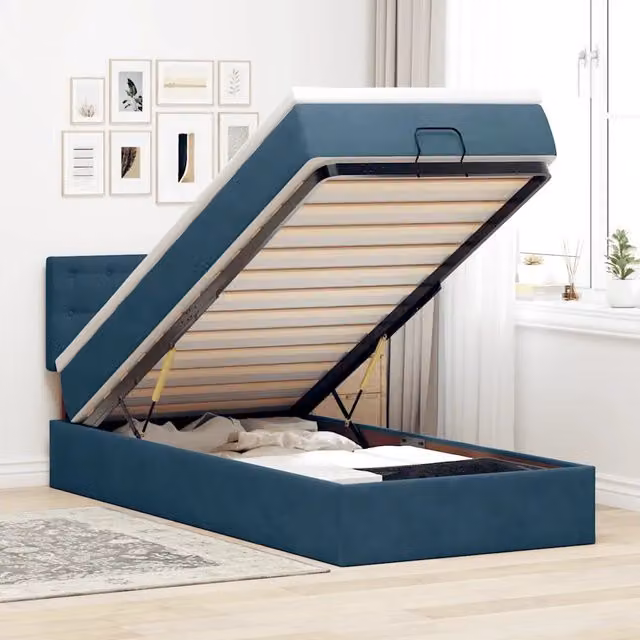 Pouf Letto con Materasso vidaXL in Velluto Blu con LED e Porta USB L/P/H: 200 x 80 x 45 cm