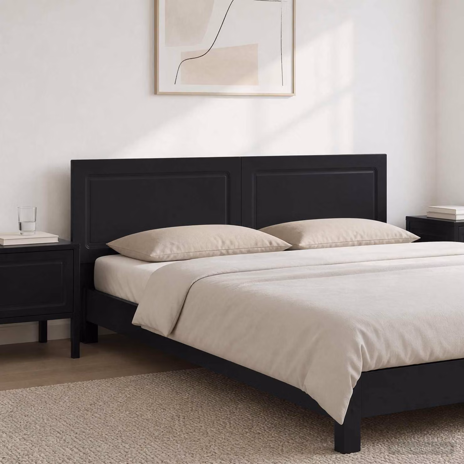 Testiera da muro moderna vidaXL UTRECHT in legno ingegnerizzato nero opaco L: 199,5 cm, H: 50,0 cm, P: 17,3 cm