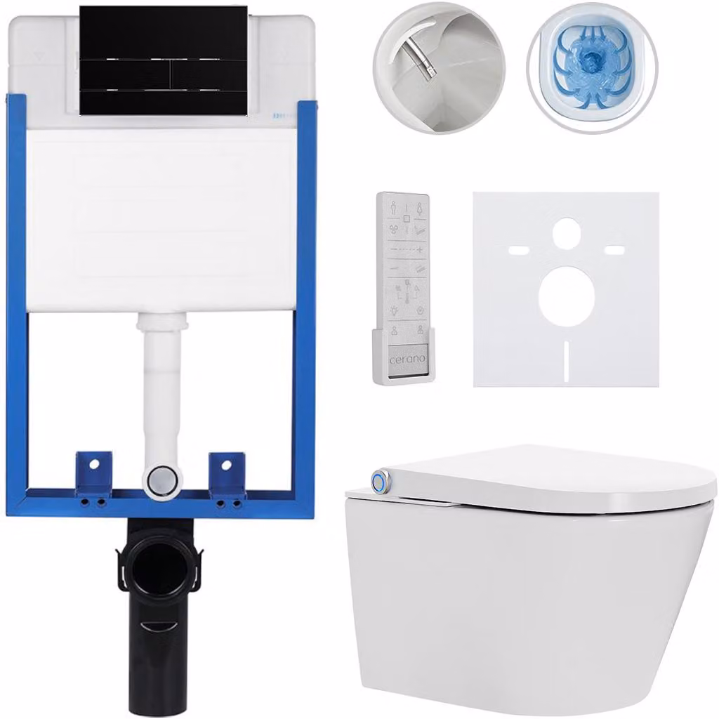 Set completo per WC Profi/Cronus Premium - bianco lucido - pulsante per WC Line/nero lucido - da incasso - 59,3x38,4 cm