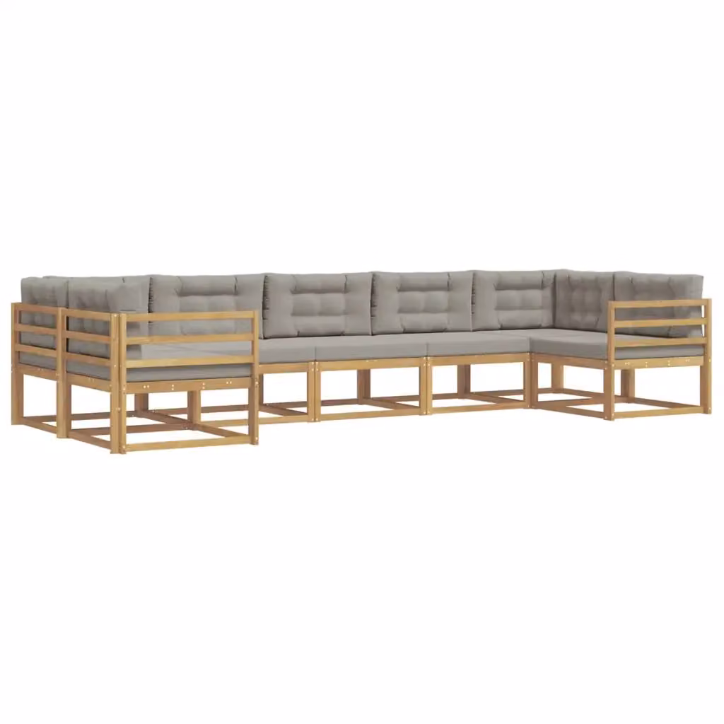Set di divani da esterno a forma di U vidaXL in legno di acacia con cuscini Bianco e Grigio – 2