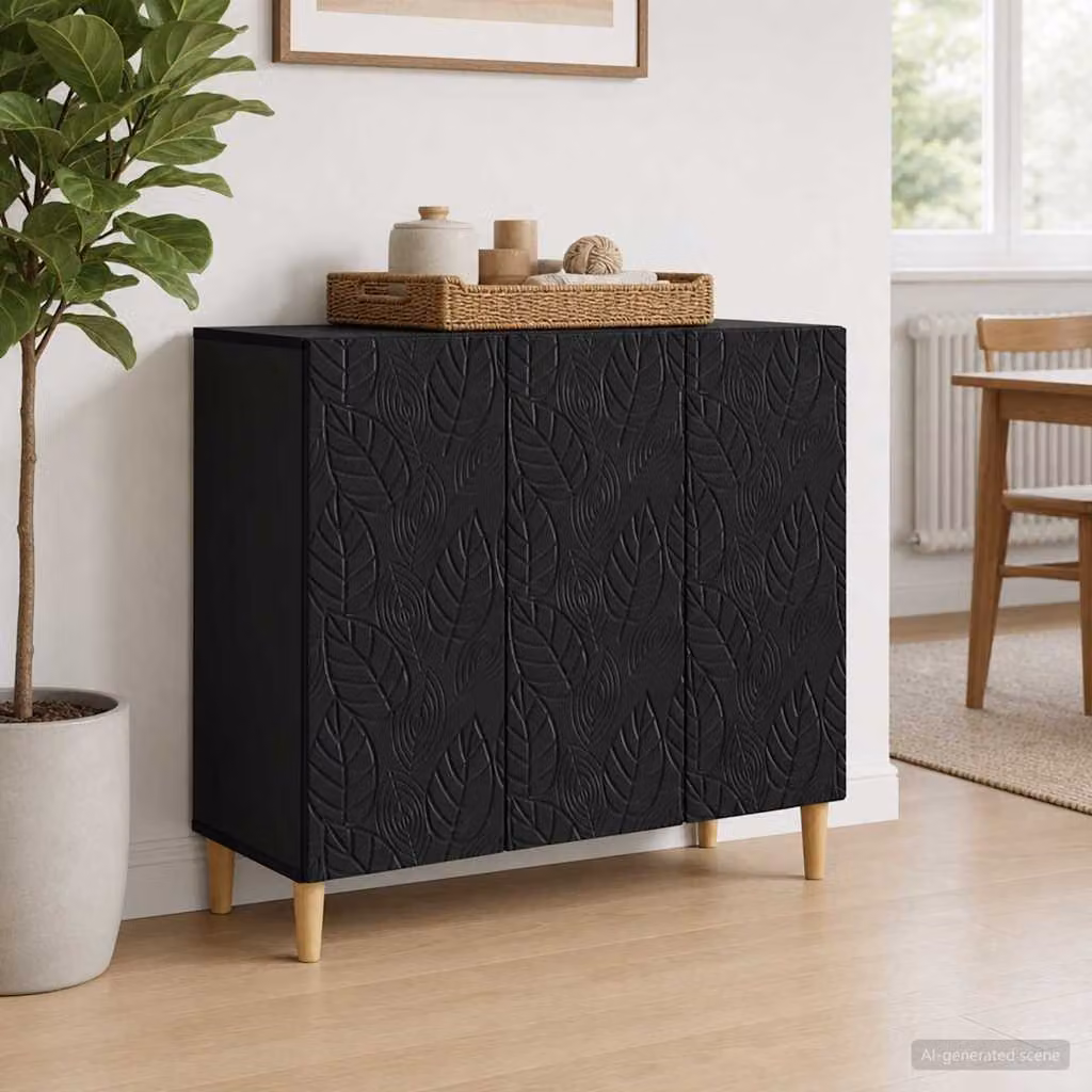 Credenza moderna vidaXL in legno nero e marrone per soggiorno L: 89 cm, P: 34,5 cm, H: 80 cm