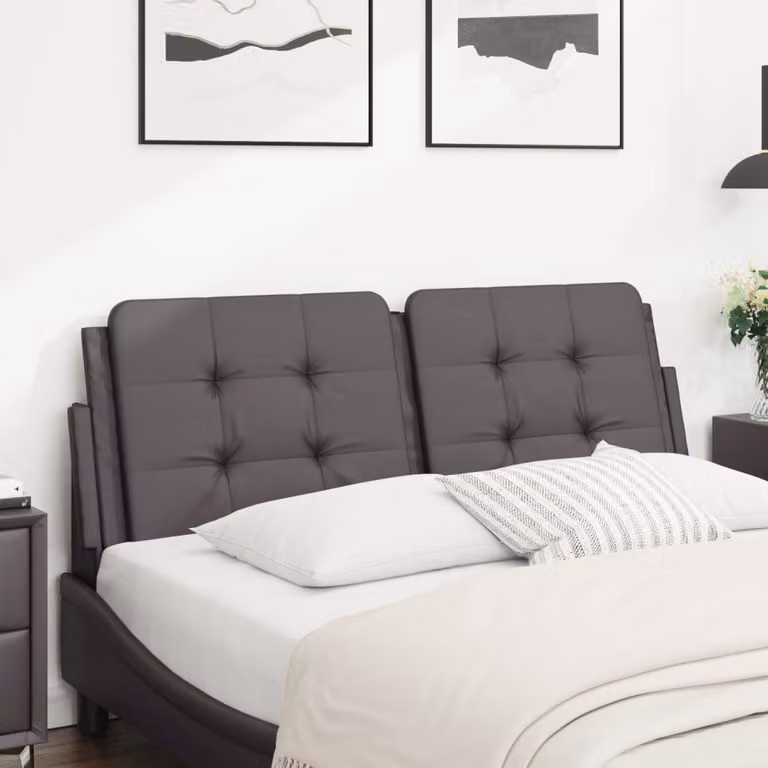 Testiera per letto imbottita vidaXL Zadar in similpelle grigia, Larghezza: 140 cm