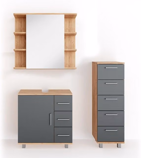 Set mobili bagno Ilias Rovere 3 pezzi Vicco