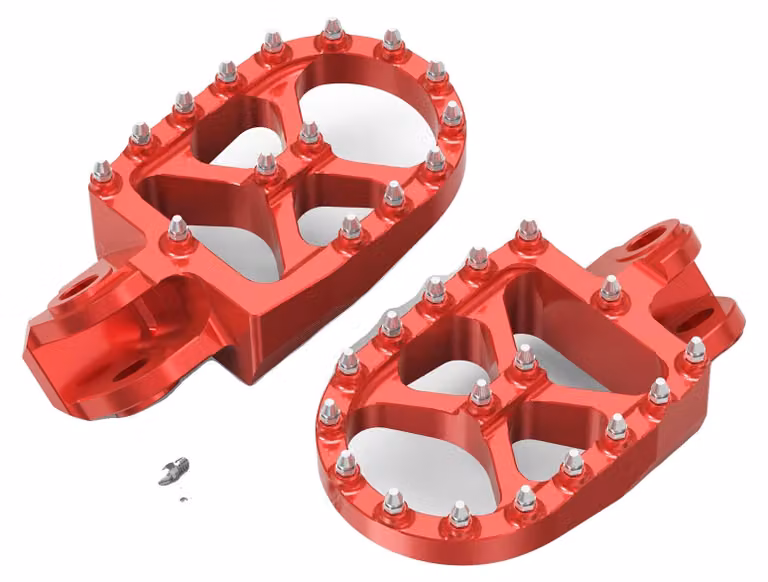 Pedane per moto, design ampio, materiali resistenti, colore rosso