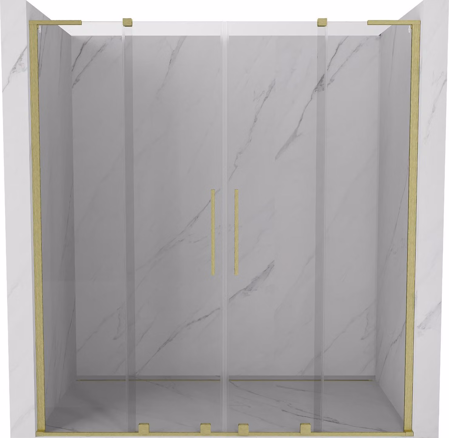 Mexen Velar L Duo porte doccia scorrevoli 200 cm, trasparente, oro spazzolato - 871-200-003-02-55