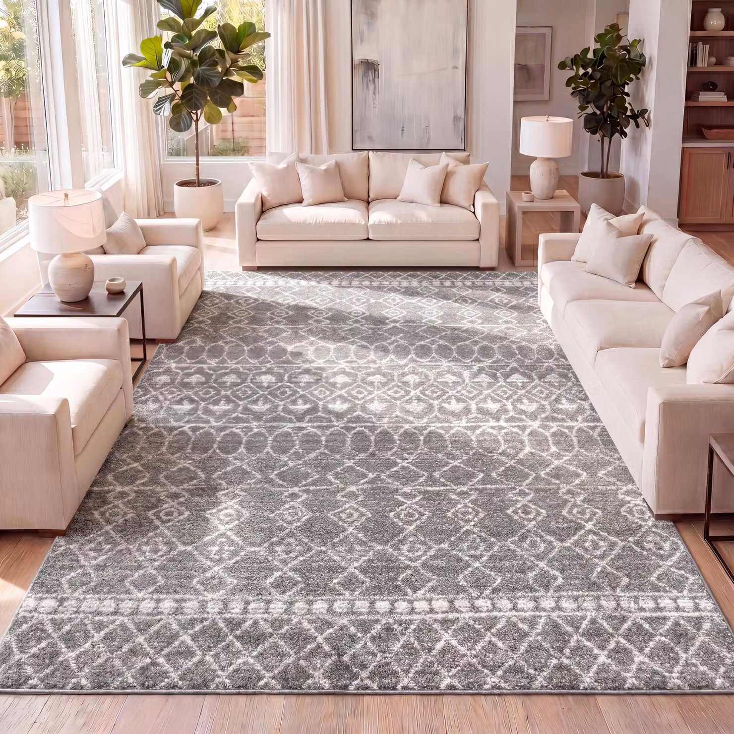 Tappeto marocchino Beni Souk, dimensioni 3' x 5', colore grigio, forma rettangolare