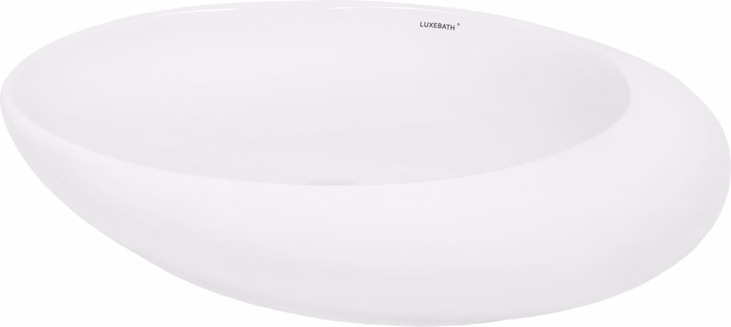 LuxeBath lavabo Lavabo da appoggio ovale, 58,5x37,5x14,5 cm, bianco, Vetroceramica