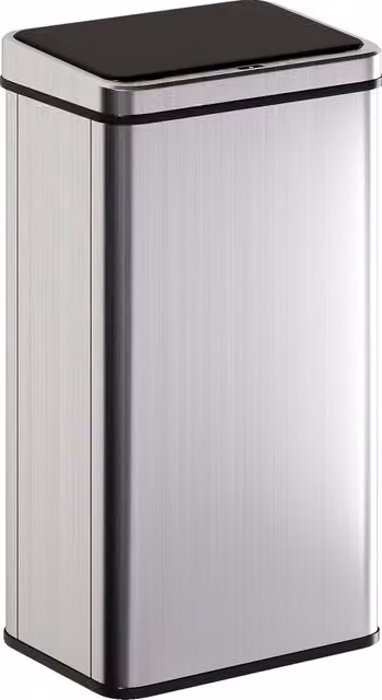 Pattumiera automatica con sensore HOMCOM da 50L in acciaio inossidabile argento con coperchio soft close e protezione impronte digitali