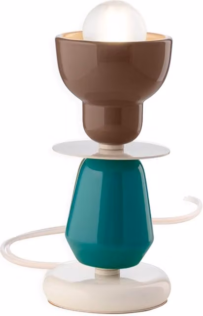 Lampada da Tavolo Ferroluce Berimbau in Ceramica e Metallo Multicolore Marrone e Turchese con Attacco E27