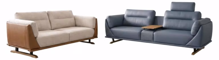 Set da salotto: divano a 3 posti in stile moderno e poltrona a 2 posti, colore bianco