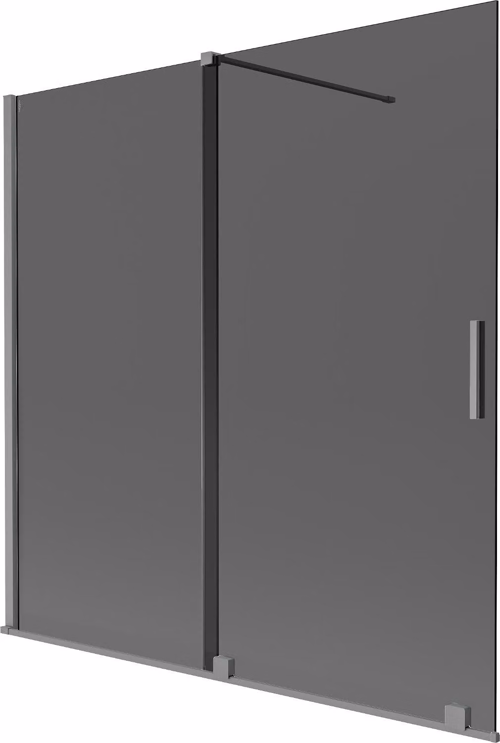 Mexen Velar paravento per vasca da bagno a 2 ante scorrevoli 160 x 150 cm, grafite, gun metal - 896-160-000-41-95
