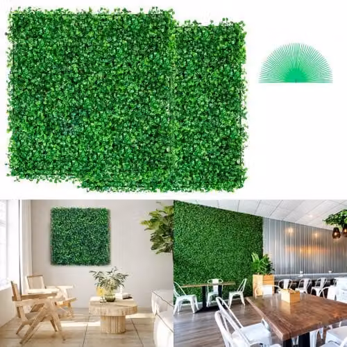 Set di 12 pannelli di siepe artificiale VEVOR in plastica verde per decorazione parete e giardino, L/P: 24,8 x 24,8 cm