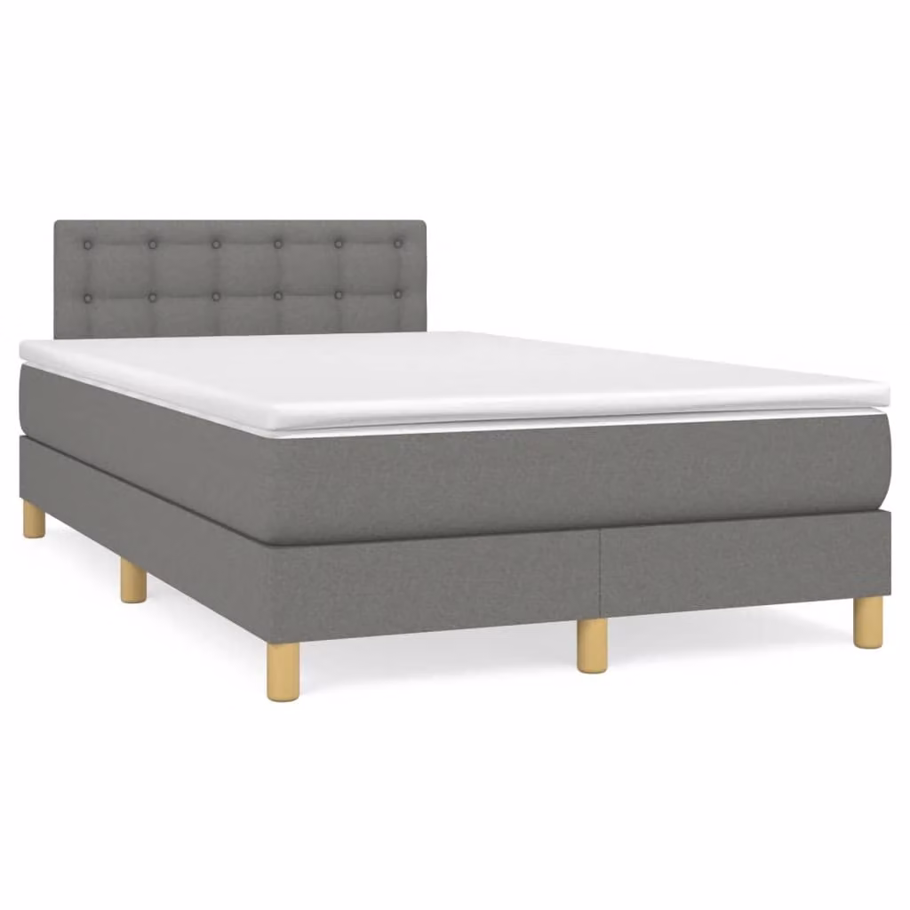 vidaXL Giroletto a Molle con Materasso Ibrido in Tessuto Grigio e Bianco L/P/H: 120 x 200 x 88 cm