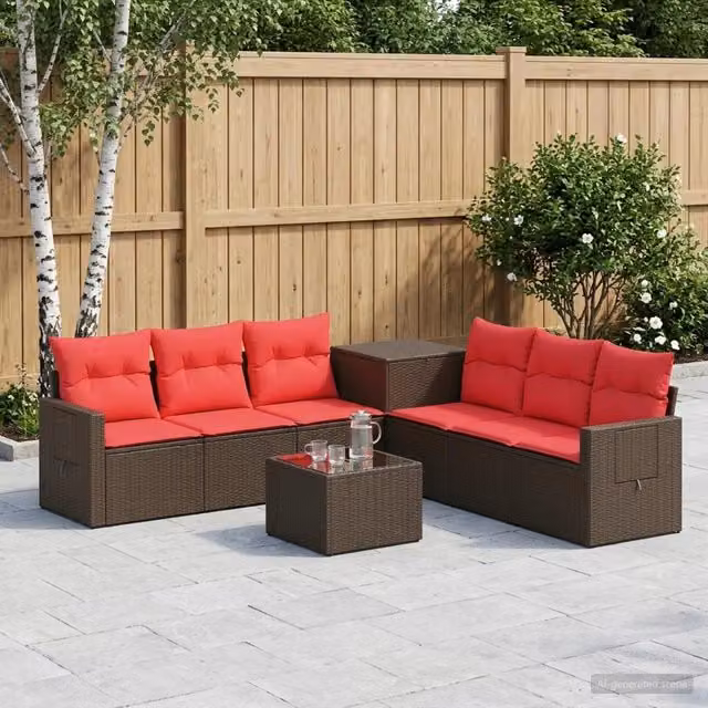Set di divani 8 pz Marrone e Rosso 55 x 55 x 37 cm 3448381