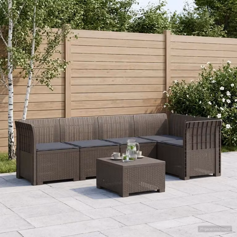 vidaXL Divano da Giardino a L con Cuscini, Stile Rattan Moderno, Grigio e Marrone, L/P/H: 234 x 174 x 70 cm