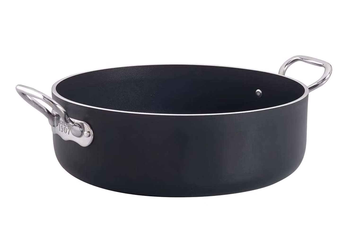 Casseruola Bassa AlBlack 1907 in alluminio antiaderente 5mm, due maniglie, diam. 28cm