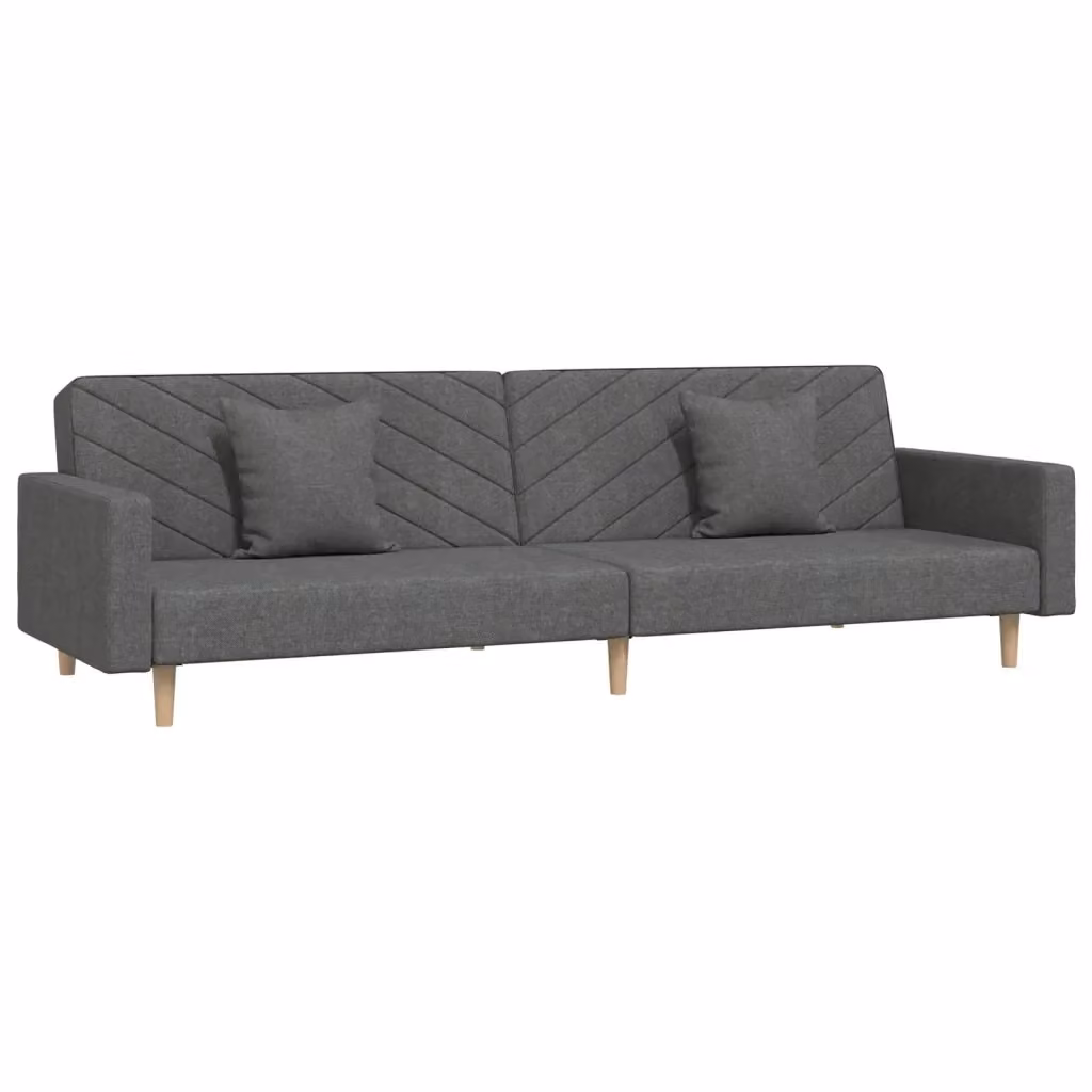 Divano Letto Click-Clack vidaXL in Tessuto Grigio con Cuscini e Struttura in Legno Solido – 2