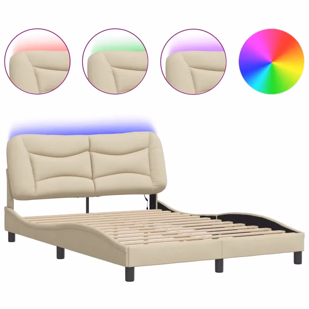 vidaXL Giroletto Hvar con LED e porte USB, Colore Beige, L/P: 120 x 200 cm – 2