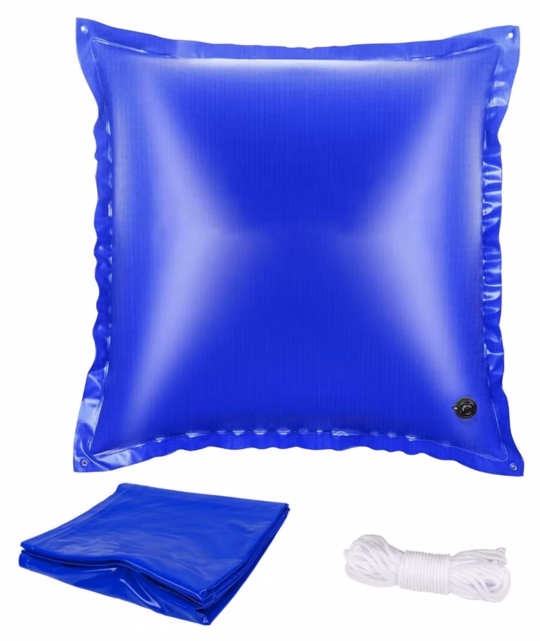 Cuscino per piscina, modello invernale, 122x122 cm, quadrato, blu, con corda