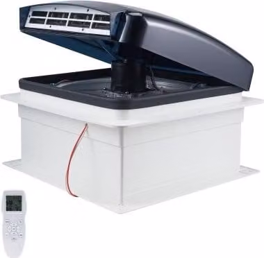 VEVOR Ventilatore di Sfiato per Camper da 35,6 cm 12 V con Copertura Antipioggia e Coperchio Superiore Elettrico, Reversibile a 10 Velocità, Colore Grigio o Bianco