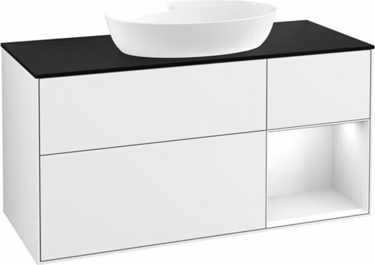 Mobiletto V&B Finion 120 cm, Pl b m, Rg g wh. Lac, glo wh. Lac