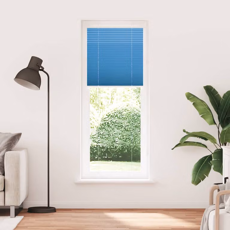 vidaXL Tenda Plissettata Blu 75x200 cm Larghezza Tessuto 74,4 cm