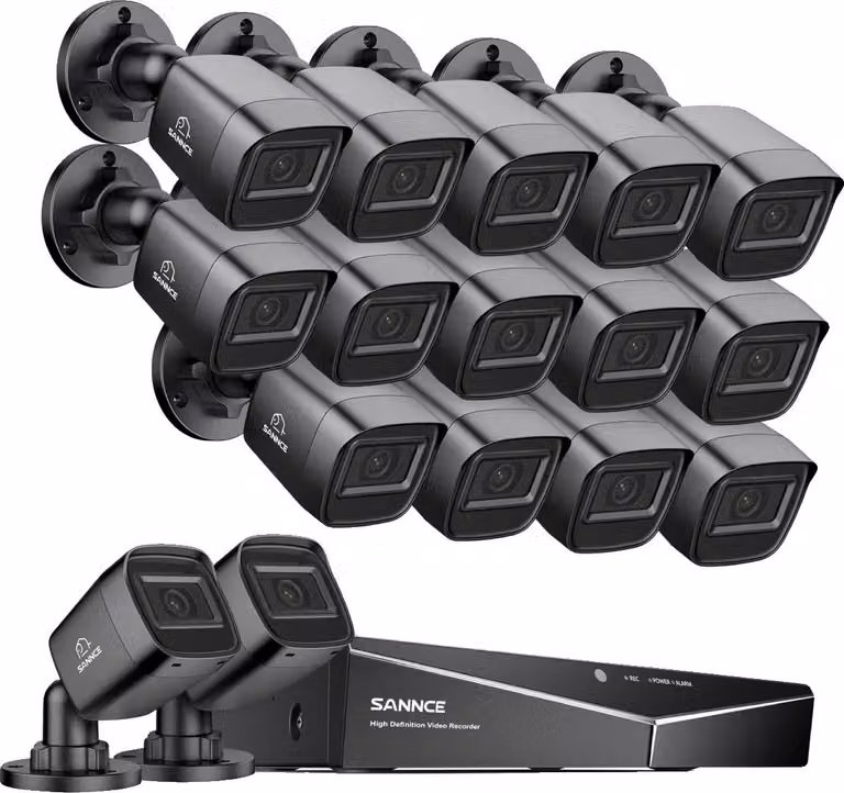Sistema di telecamere di sicurezza, videosorveglianza, 16 telecamere, risoluzione HD 1080p, 16 pezzi da 0 TB